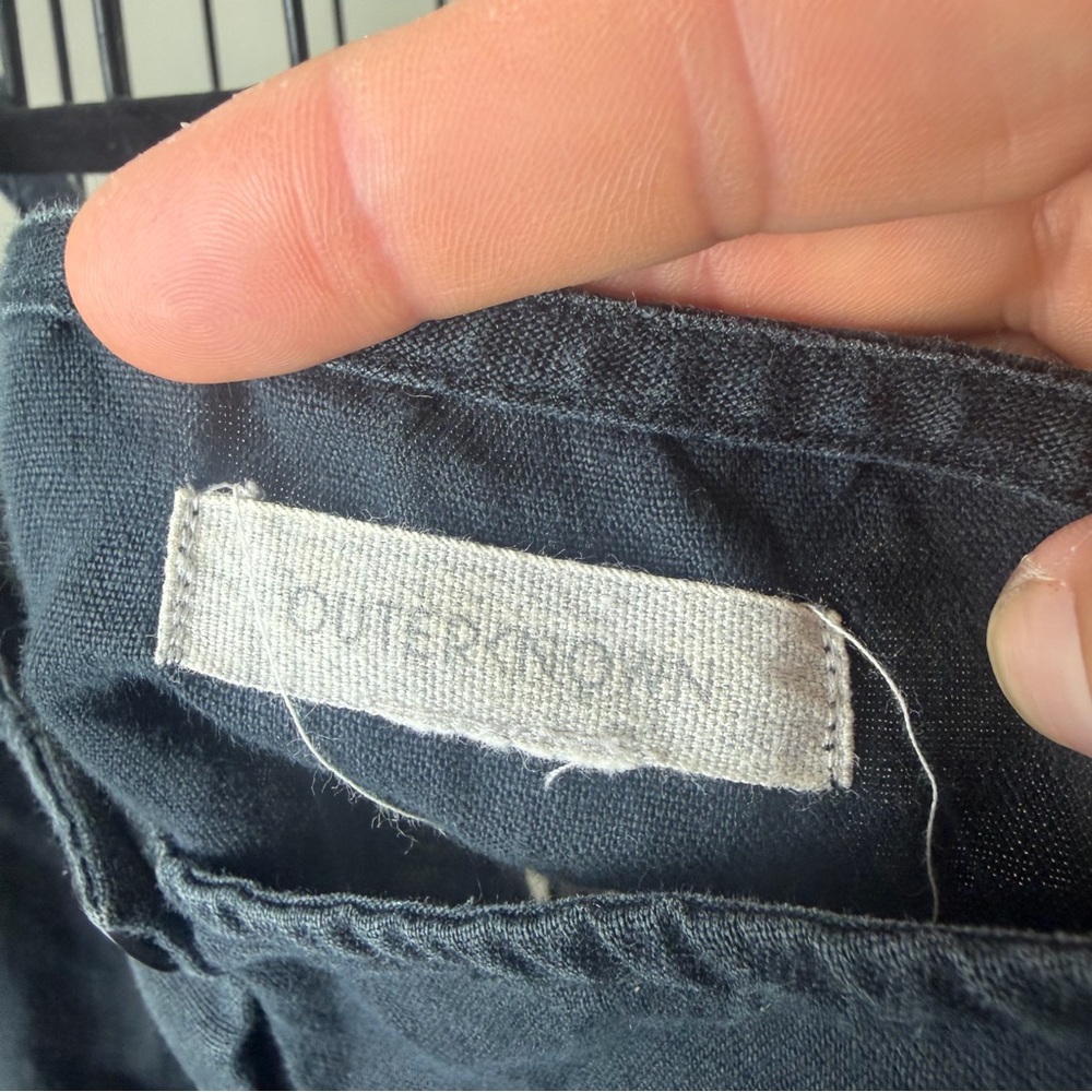 Outerknown Eclipse Black Linen Button-Front Cropp… - image 3